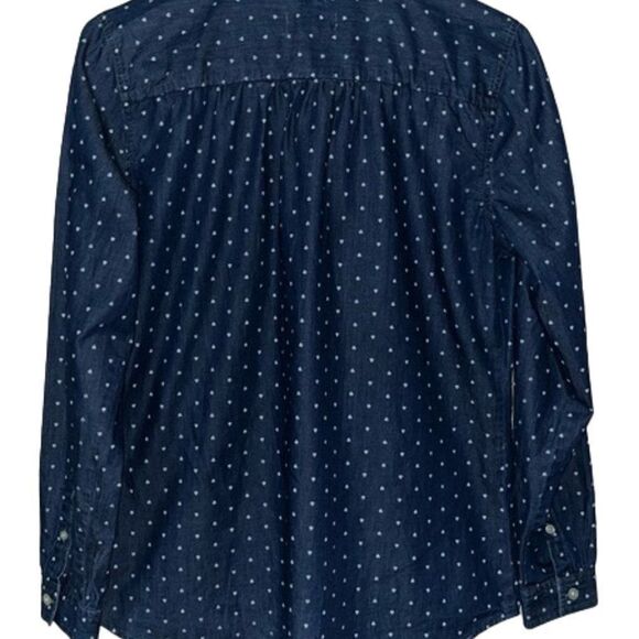 LOFT The Softened Shirt Chambray White Hearts Print Valentine's Day NWOT Small - Picture 6 of 11